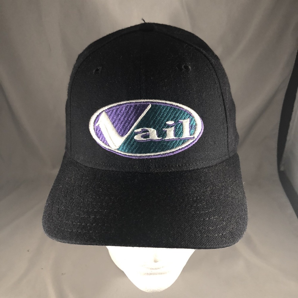 New Era Embroidered Vail Colorado Baseball Cap Hat Fitted Sz 7 1/8 USA Made Vtg